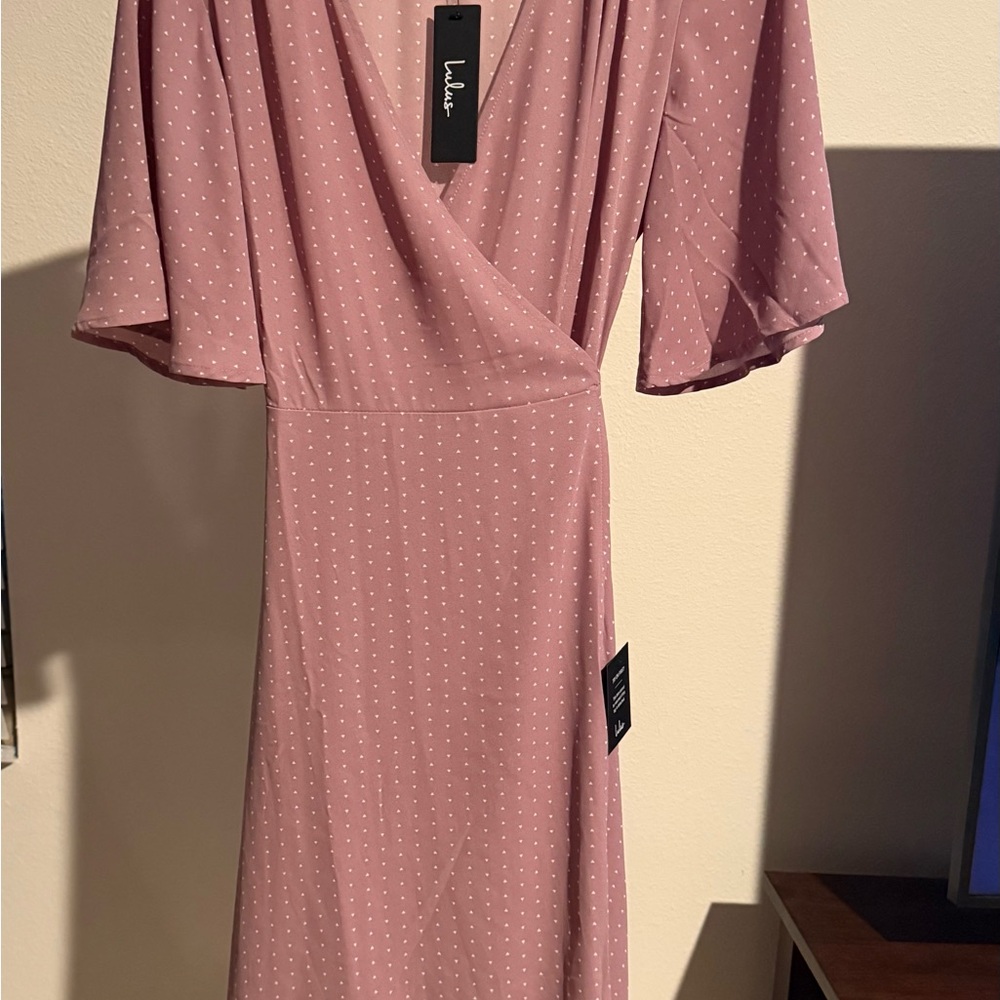 Lulu's  Polka Dot Wrap Midi Dress